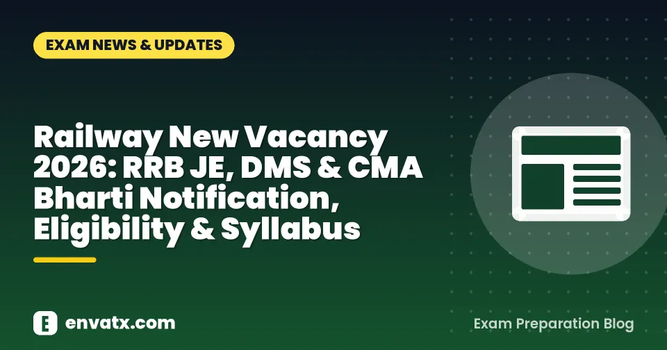 Railway New Vacancy 2026: RRB JE, DMS & CMA Bharti Notification, Eligibility & Syllabus