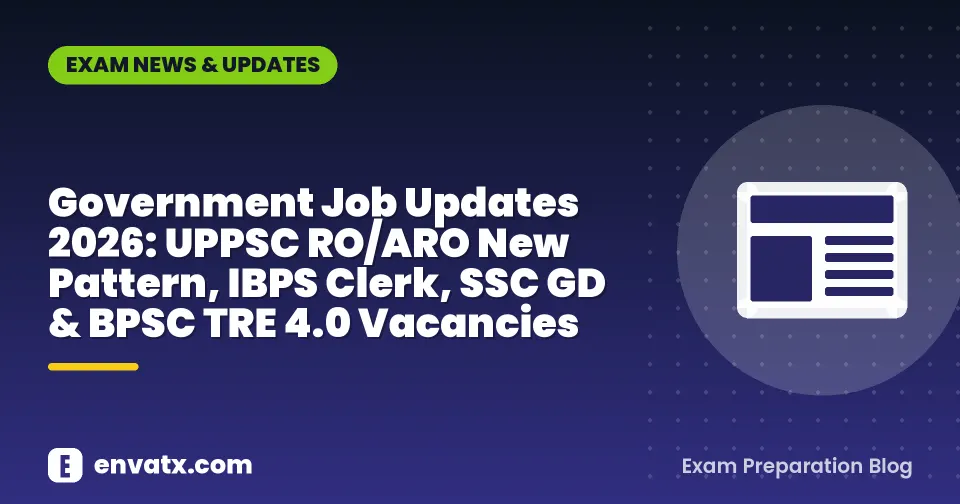 Government Job Updates 2026: UPPSC RO/ARO New Pattern, IBPS Clerk, SSC GD & BPSC TRE 4.0 Vacancies