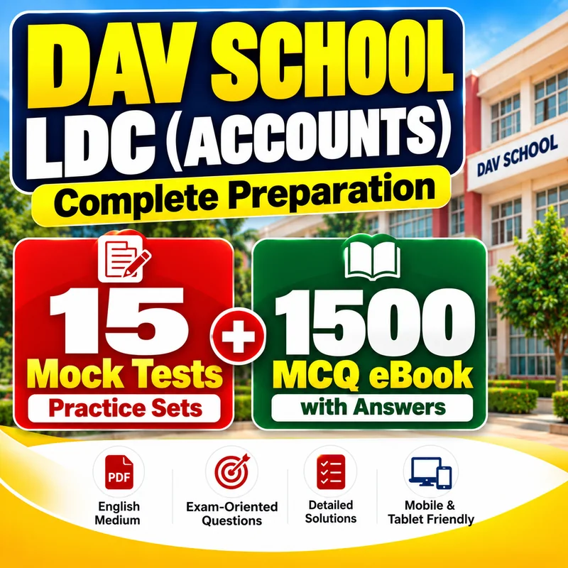 DAV School LDC (Accounts) – 15 Most Important Mock Tests / Practice Sets and 1500 MCQ eBook | English Medium PDF Download