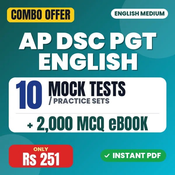 AP DSC PGT (English) Paper 2 Exam – 10 Most Important Mock Tests / Practice Sets and 2000 MCQ eBook | English Medium PDF Download