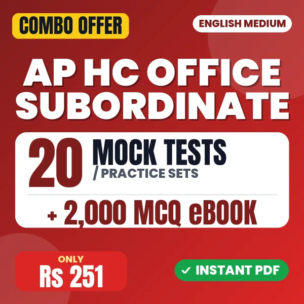 AP HC Office Subordinate Exam – 20 Most Important Mock Tests / Practice Sets and 2000 MCQ eBook | English Medium PDF Download
