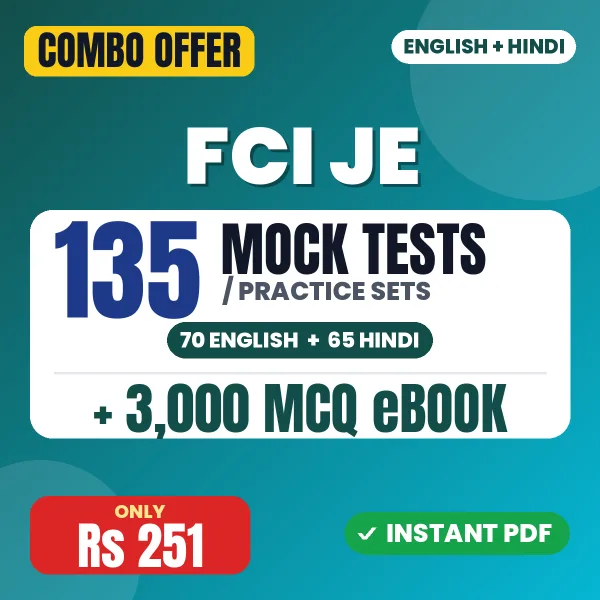 FCI JE (Civil) Exam Phase 2 Paper 2 – 135 Most Important Mock Tests / Practice Sets and 3000 MCQ eBook | English & Hindi Medium PDF Download