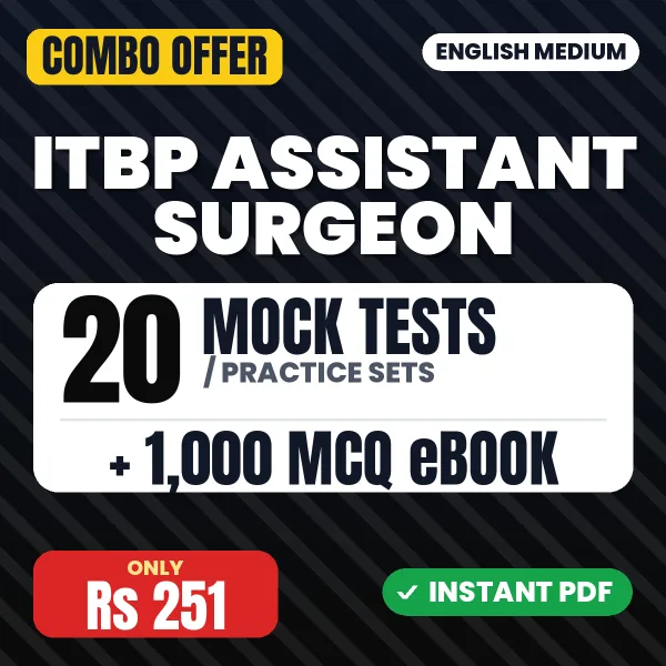 ITBP Assistant Surgeon (Veterinary) Exam – 20 Most Important Mock Tests / Practice Sets and 1000 MCQ eBook | English Medium PDF Download