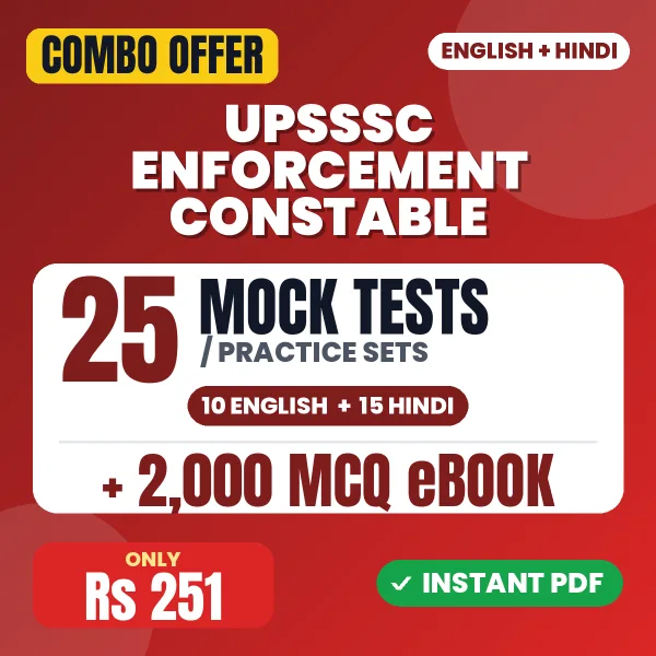 UPSSSC Enforcement Constable Exam – 25 Most Important Mock Tests / Practice Sets and 2000 MCQ eBook | English & Hindi Medium PDF Download