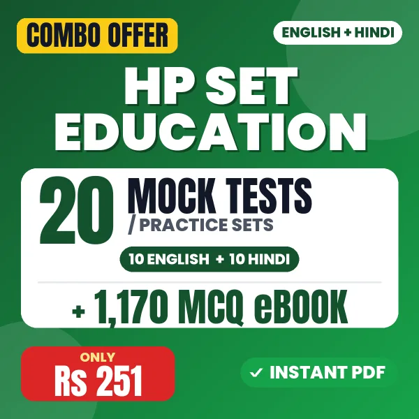 HP SET Education Exam Paper 2 – 20 Most Important Mock Tests / Practice Sets and 1170 MCQ eBook | English & Hindi Medium PDF Download