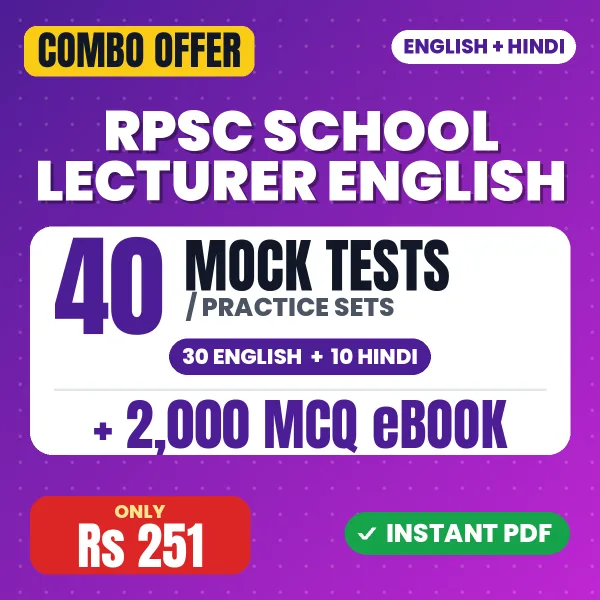 RPSC School Lecturer (English) Exam Paper 2 – 40 Most Important Mock Tests / Practice Sets and 2000 MCQ eBook | English & Hindi Medium PDF Download