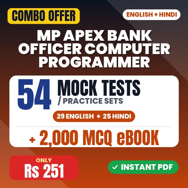 MP Apex Bank Officer Computer Programmer Exam (Senior Management Grade 2) – 54 Most Important Mock Tests / Practice Sets and 2000 MCQ eBook | English & Hindi Medium PDF Download