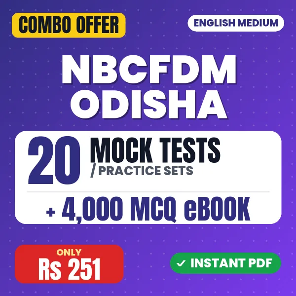 NBCFDM Odisha Exam – 20 Most Important Mock Tests / Practice Sets and 4000 MCQ eBook | English Medium PDF Download