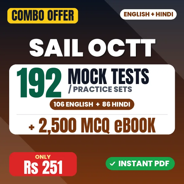 SAIL OCTT (Electrical) Exam – 192 Most Important Mock Tests / Practice Sets and 2500 MCQ eBook | English & Hindi Medium PDF Download