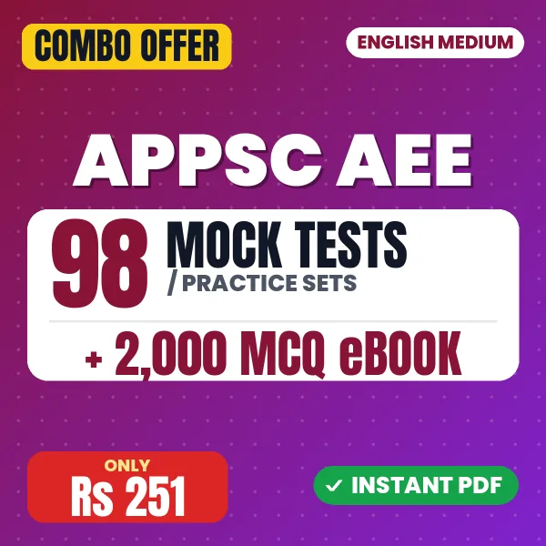 APPSC AEE (Paper-I) Exam – 98 Most Important Mock Tests / Practice Sets and 2000 MCQ eBook | English Medium PDF Download