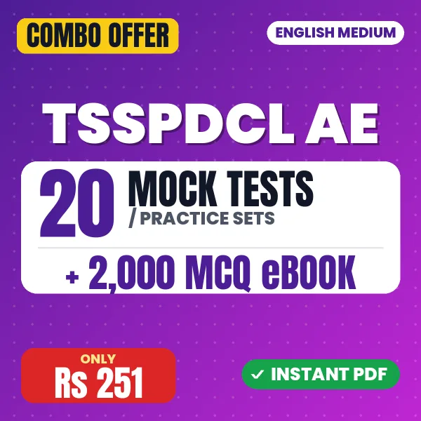 TSSPDCL Assistant Engineer Exam – 20 Most Important Mock Tests / Practice Sets and 2000 MCQ eBook | English Medium PDF Download