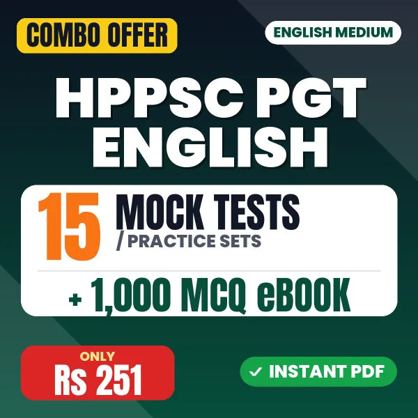 HPPSC PGT English Exam – 15 Most Important Mock Tests / Practice Sets and 1000 MCQ eBook | English Medium PDF Download