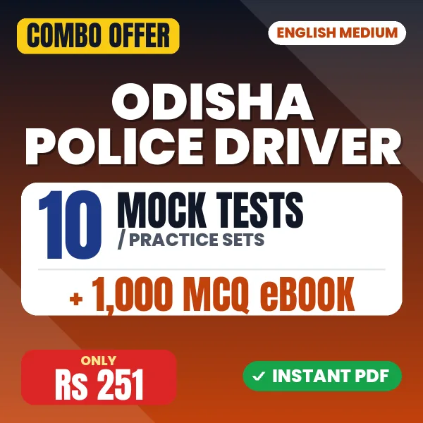 Odisha Police Driver Exam – 10 Most Important Mock Tests / Practice Sets and 1000 MCQ eBook | English Medium PDF Download