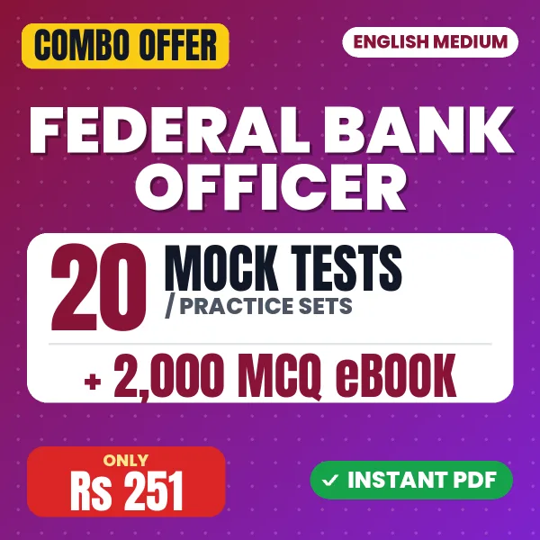Federal Bank Officer Exam – 20 Most Important Mock Tests / Practice Sets and 2000 MCQ eBook | English Medium PDF Download