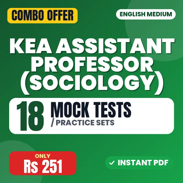 KEA Assistant Professor (Sociology) Exam Paper III – 18 Most Important Mock Tests / Practice Sets | English Medium PDF Download