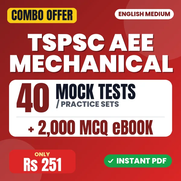 TSPSC AEE Mechanical Exam Paper I – 40 Most Important Mock Tests / Practice Sets and 2000 MCQ eBook | English Medium PDF Download