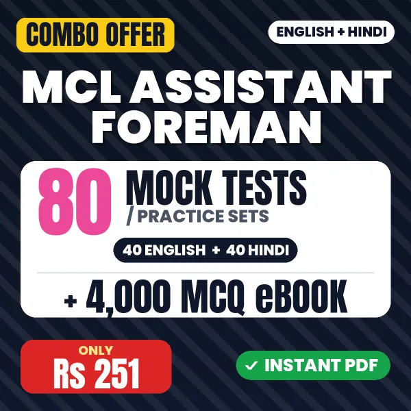 MCL Assistant Foreman (Electrical) Trainee Exam – 80 Most Important Mock Tests / Practice Sets and 4000 MCQ eBook | English & Hindi Medium PDF Download