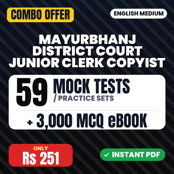 Mayurbhanj District Court Junior Clerk Copyist Exam Part 1 (General Knowledge) – 59 Most Important Mock Tests / Practice Sets and 3000 MCQ eBook | English Medium PDF Download