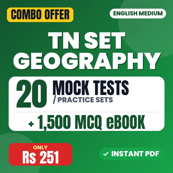 TN SET Geography Exam – 20 Most Important Mock Tests / Practice Sets and 1500 MCQ eBook | English Medium PDF Download