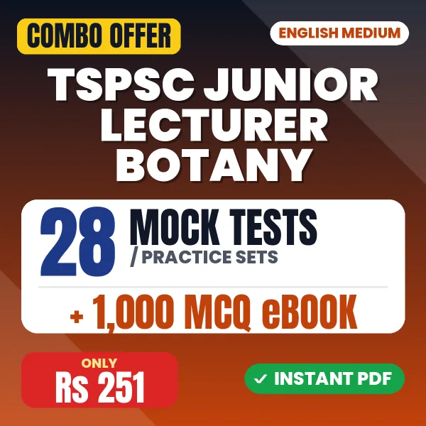 TSPSC Junior Lecturer Botany Exam Paper II – 28 Most Important Mock Tests / Practice Sets and 1000 MCQ eBook | English Medium PDF Download
