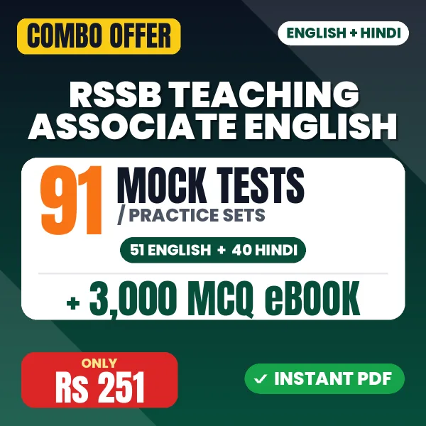 RSSB Teaching Associate (English) Exam Paper 1 – 91 Most Important Mock Tests / Practice Sets and 3000 MCQ eBook | English & Hindi Medium PDF Download