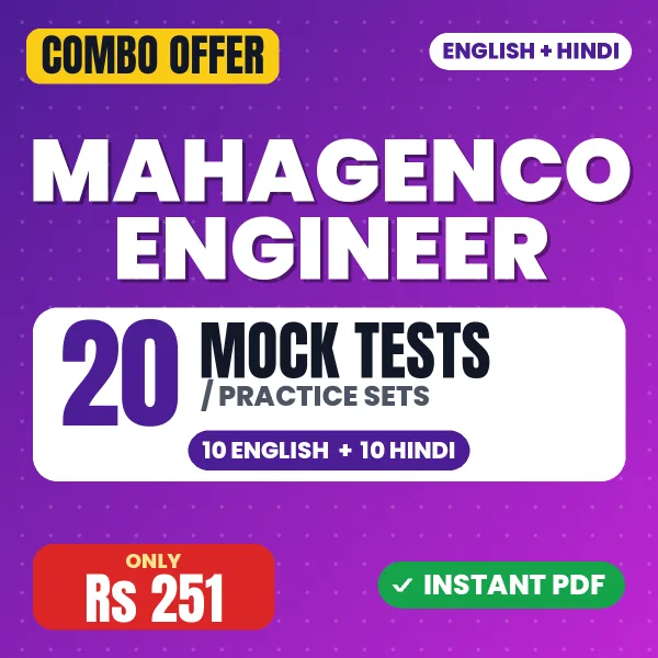 MAHAGENCO Engineer Exam (Civil Engineering) – 20 Most Important Mock Tests / Practice Sets | English & Hindi Medium PDF Download