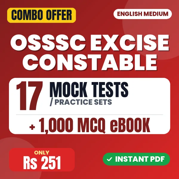 OSSSC Excise Constable Exam – 17 Most Important Mock Tests / Practice Sets and 1000 MCQ eBook | English Medium PDF Download