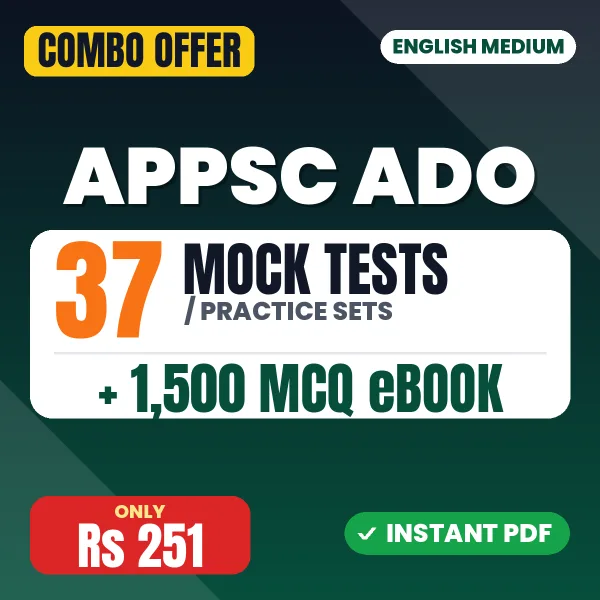 APPSC ADO Exam (General Knowledge) – 37 Most Important Mock Tests / Practice Sets and 1500 MCQ eBook | English Medium PDF Download