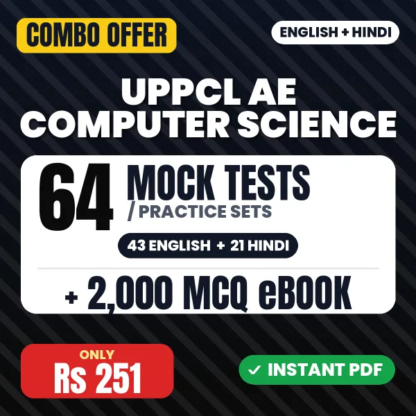 UPPCL AE Computer Science Exam – 64 Most Important Mock Tests / Practice Sets and 2000 MCQ eBook | English & Hindi Medium PDF Download