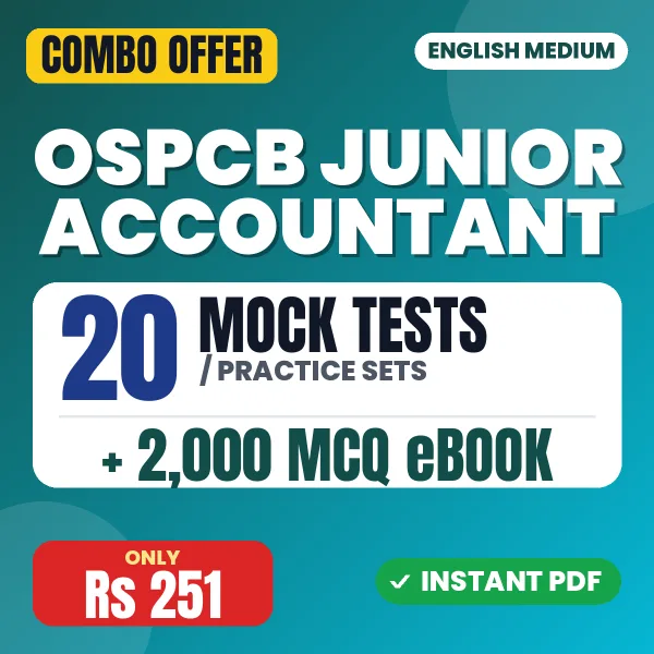 OSPCB Junior Accountant Exam – 20 Most Important Mock Tests / Practice Sets and 2000 MCQ eBook | English Medium PDF Download