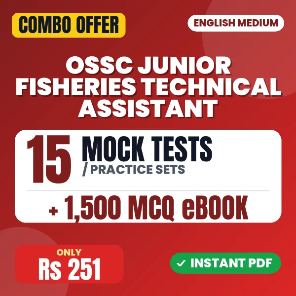 OSSC Junior Fisheries Technical Assistant Prelims Exam – 15 Most Important Mock Tests / Practice Sets and 1500 MCQ eBook | English Medium PDF Download
