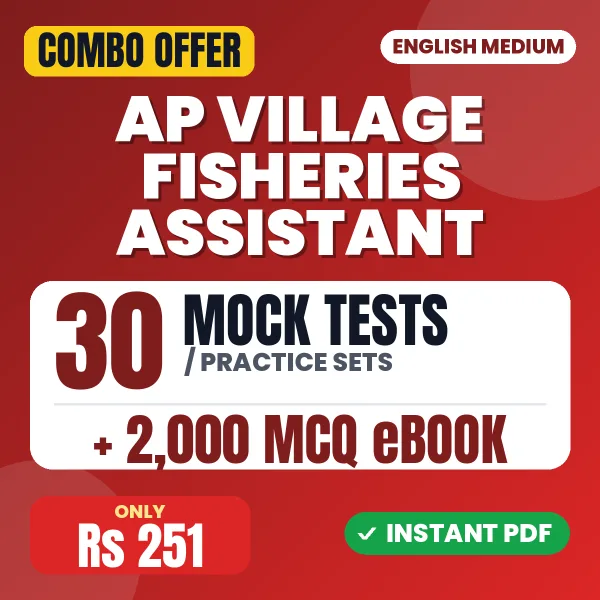 AP Village Fisheries Assistant Exam – 30 Most Important Mock Tests / Practice Sets and 2000 MCQ eBook | English Medium PDF Download