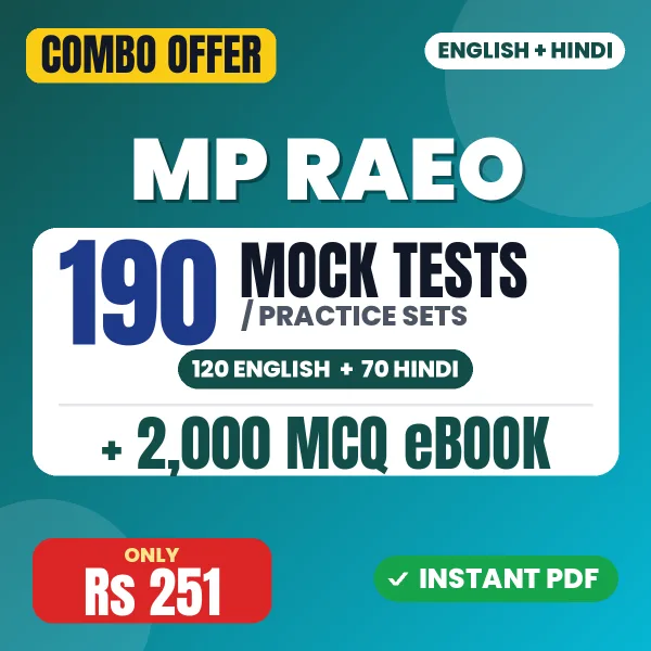 MP RAEO Exam Paper 1 – 190 Most Important Mock Tests / Practice Sets and 2000 MCQ eBook | English & Hindi Medium PDF Download
