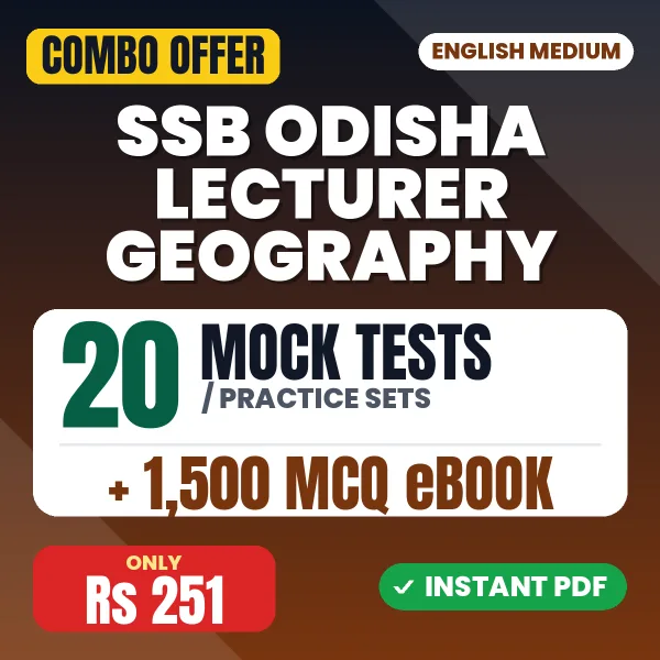SSB Odisha Lecturer Geography Exam – 20 Most Important Mock Tests / Practice Sets and 1500 MCQ eBook | English Medium PDF Download