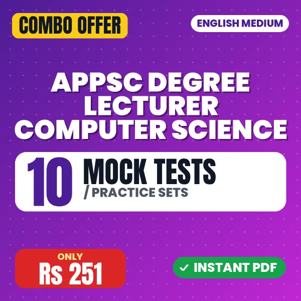 APPSC Degree Lecturer Computer Science Exam Paper II – 10 Most Important Mock Tests / Practice Sets | English Medium PDF Download