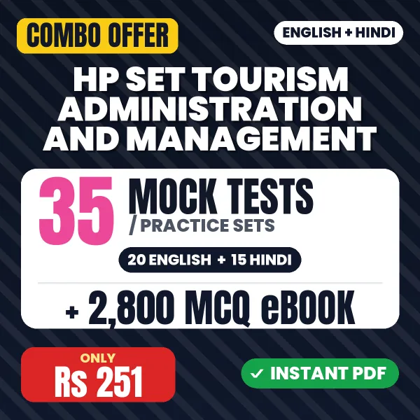 HP SET Tourism Administration and Management Exam Paper 2 – 35 Most Important Mock Tests / Practice Sets and 2800 MCQ eBook | English & Hindi Medium PDF Download