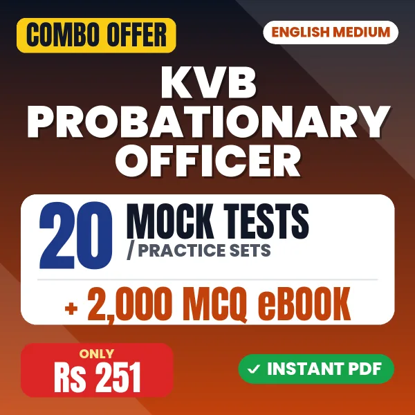 KVB Probationary Officer Exam – 20 Most Important Mock Tests / Practice Sets and 2000 MCQ eBook | English Medium PDF Download