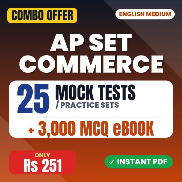 AP SET Commerce Exam Paper 2 – 25 Most Important Mock Tests / Practice Sets and 3000 MCQ eBook | English Medium PDF Download