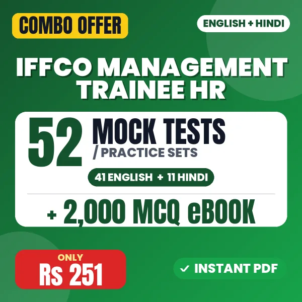 IFFCO Management Trainee (HR) Exam – 52 Most Important Mock Tests / Practice Sets and 2000 MCQ eBook | English & Hindi Medium PDF Download