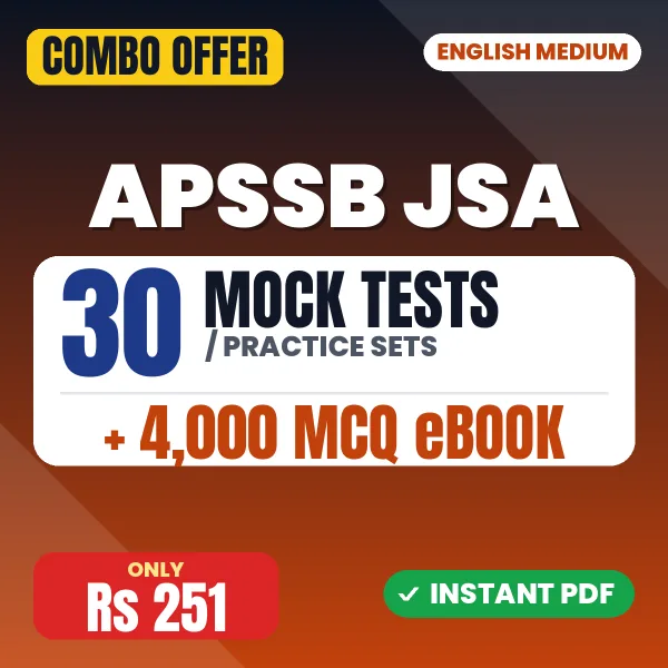 APSSB Junior Secretariat Assistant Exam – 30 Most Important Mock Tests / Practice Sets and 4000 MCQ eBook | English Medium PDF Download