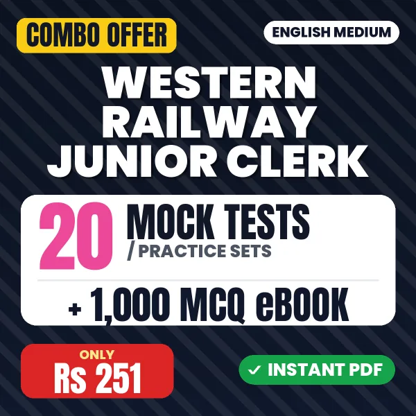 Western Railway Junior Clerk Exam – 20 Most Important Mock Tests / Practice Sets and 1000 MCQ eBook | English Medium PDF Download