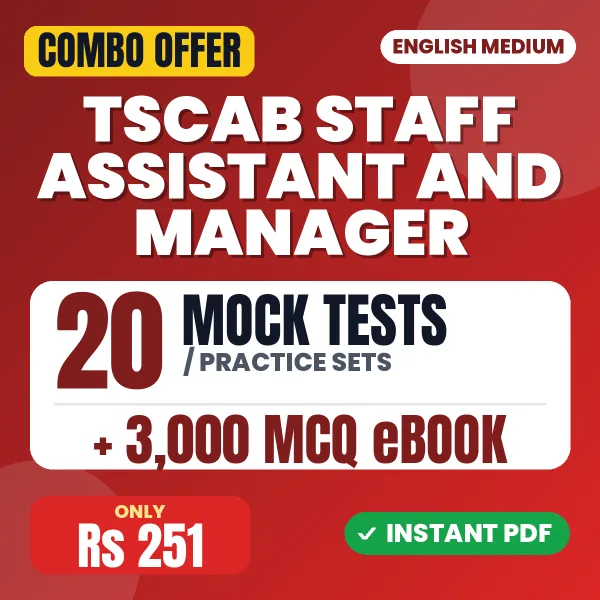 TSCAB Staff Assistant Exam – 20 Most Important Mock Tests / Practice Sets and 3000 MCQ eBook | English Medium PDF Download