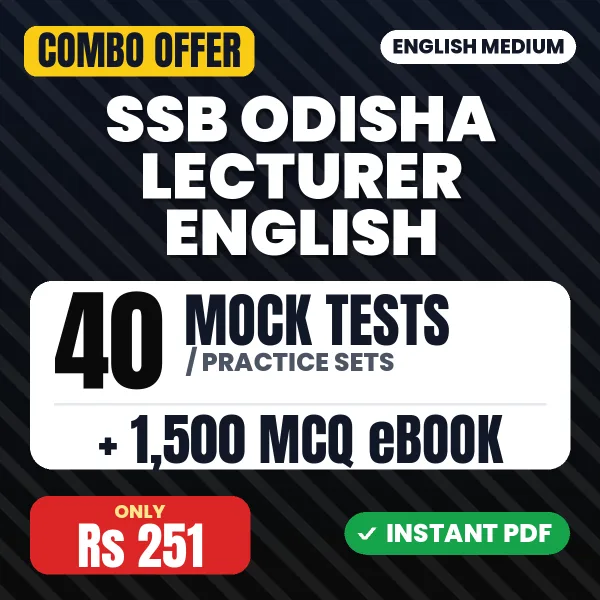 SSB Odisha Lecturer English Exam – 40 Most Important Mock Tests / Practice Sets and 1500 MCQ eBook | English Medium PDF Download