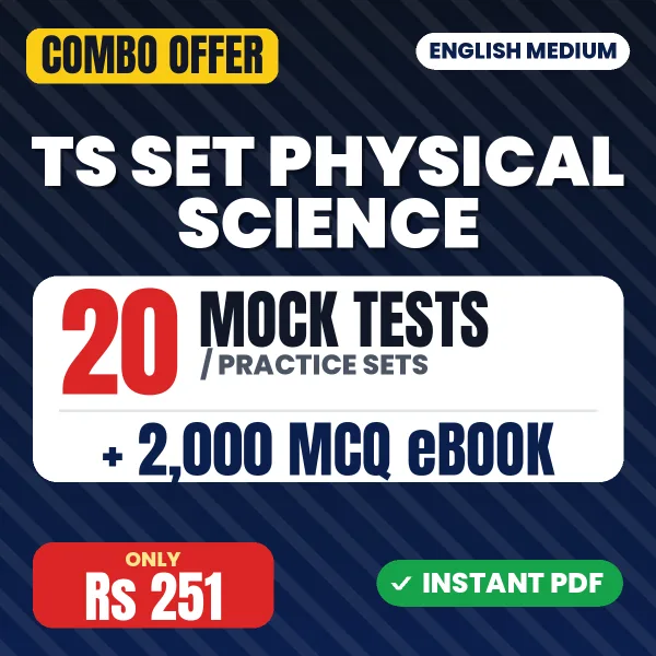 TS SET Physical Science Exam – 20 Most Important Mock Tests / Practice Sets and 2000 MCQ eBook | English Medium PDF Download