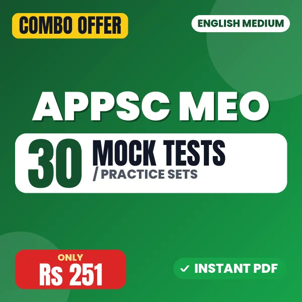 APPSC MEO Exam Paper I – 30 Most Important Mock Tests / Practice Sets | English Medium PDF Download