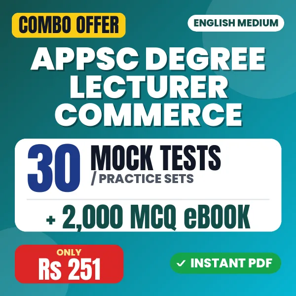 APPSC Degree Lecturer Commerce (Paper-II) Exam – 30 Most Important Mock Tests / Practice Sets and 2000 MCQ eBook | English Medium PDF Download