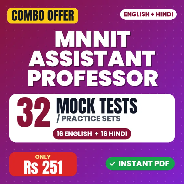 MNNIT Assistant Professor Prelims Exam – 32 Most Important Mock Tests / Practice Sets | English & Hindi Medium PDF Download