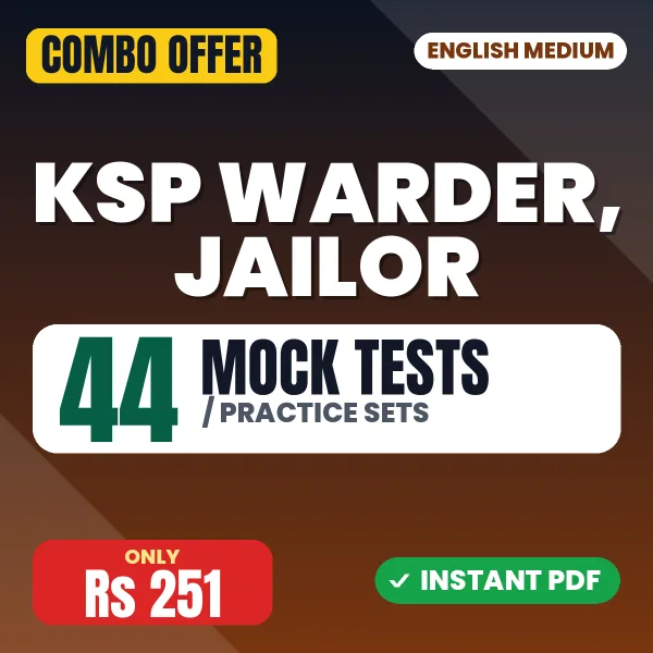 KSP Warder, Jailor Exam – 44 Most Important Mock Tests / Practice Sets | English Medium PDF Download