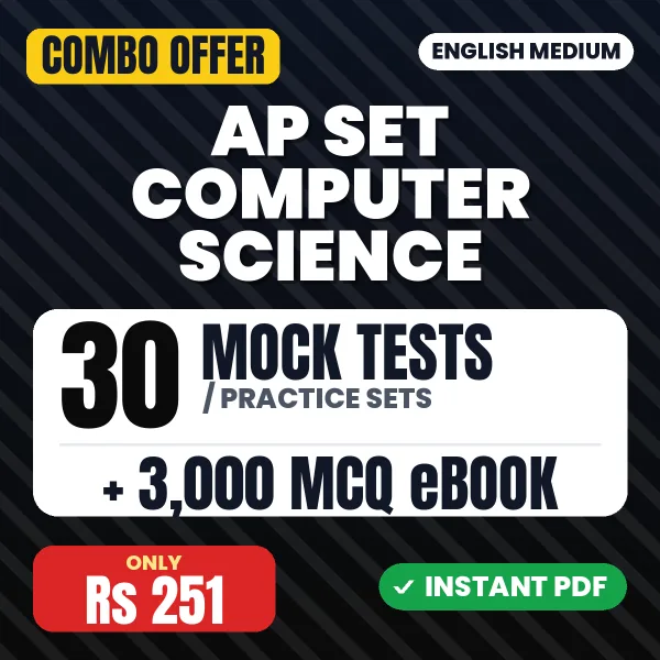 AP SET Computer Science Exam Paper 2 – 30 Most Important Mock Tests / Practice Sets and 3000 MCQ eBook | English Medium PDF Download