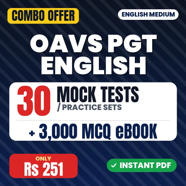 OAVS PGT English Exam – 30 Most Important Mock Tests / Practice Sets and 3000 MCQ eBook | English Medium PDF Download